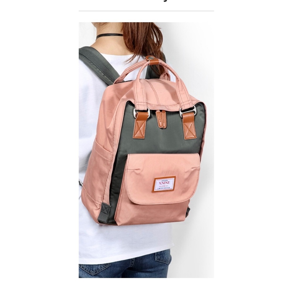 V.Nine Original Limited Edition Backpack Navy Pink Nylon Casual Daypack Bag NWOT - Picture 5 of 6